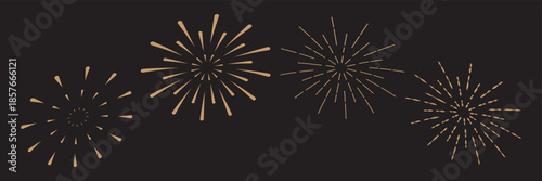 Fire works icon. Firework icon set. Fourth of July celebration symbol, Independence Day design element.