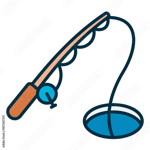 Ice fishing icon with making a hole