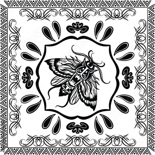 BANDANA UNIQ DUNG BEETLE BLACK ORNAMEN