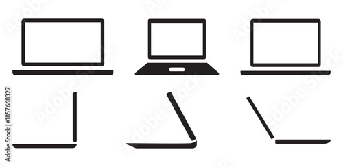Laptop icons set. Laptop different style. collection Laptops or notebook computer. Vector illustration.