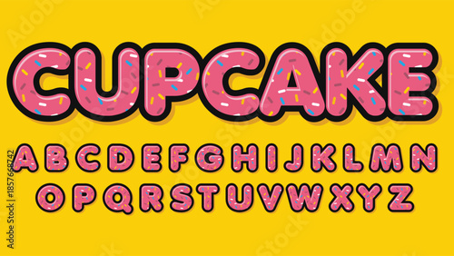 pink candy rounded cartoon isolated letters