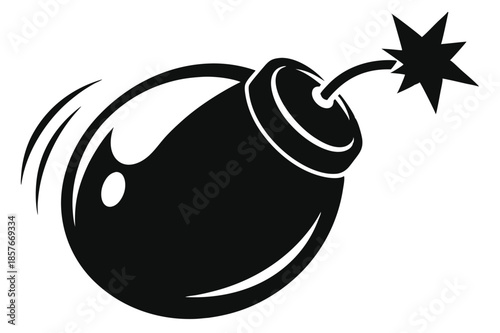 bomb silhouette line art vector illustration