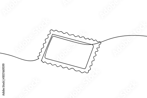 A single, continuous line of postage stamp Single line art design Editable stroke.