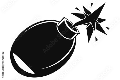 bomb silhouette line art vector illustration