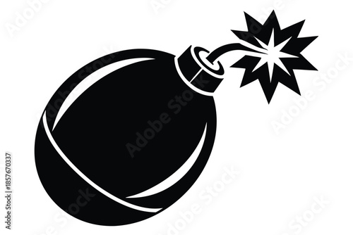 bomb silhouette line art vector illustration