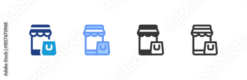 Online Shopping icon multiple style collection. Vector illustration.