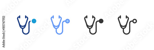 Stethoscope icon multiple style collection. Vector illustration.