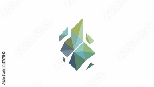 Abstract Geometric Shape with Green and Blue Tones.