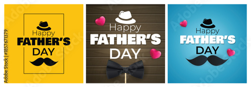Happy Father`s Day Background collection set. Poster, flyer, greeting card, header for website. Vector Illustration
