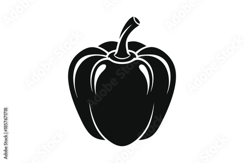 bell pepper silhouette line art vector illustration