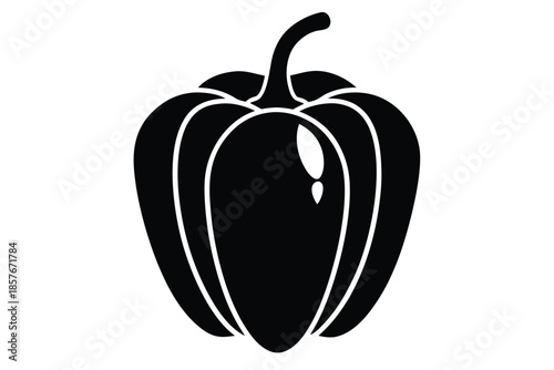 bell pepper silhouette line art vector illustration