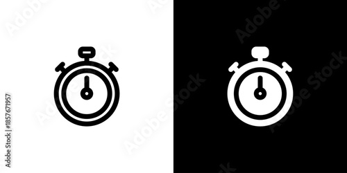 Stopwatch icon concept with flat Black White Background. Vector illustration.