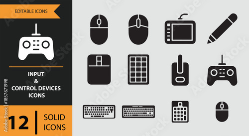 Modern input and control devices collection featuring essential computer peripherals icons