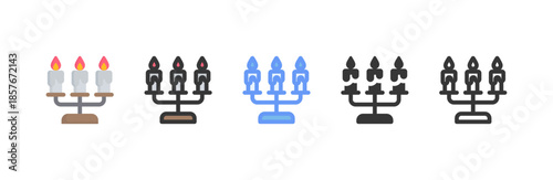 Candlestick icon multiple style collection. Vector illustration.