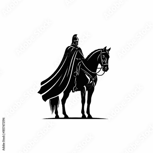 Majestic Warrior on Horseback Silhouette.