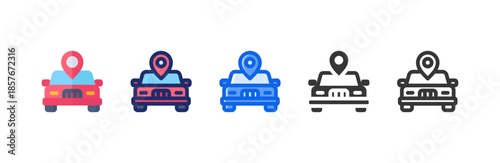 Car Location icon multiple style collection. Vector illustration.