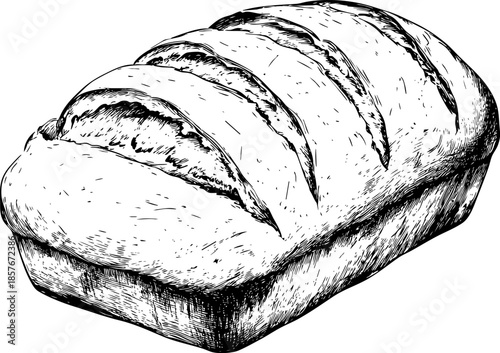 Hand-drawn illustration of a sliced loaf of bread.