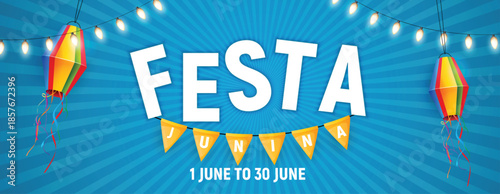 Vibrant festa celebration with balloons and lights