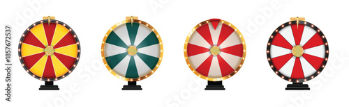 Wheel of Fortune, Lucky Icon Template isolated on white collection set. Vector Illustration
