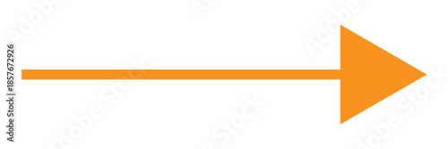 Simple thin orange arrow pointing right isolated on white background