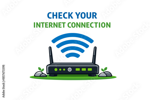 Check your internet connection: wi-fi signal alert with router icon