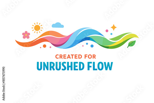 Colorful abstract wave with nature elements and positive message