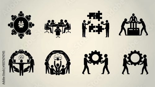 People collaborating to solve complex problems together in a modern setting