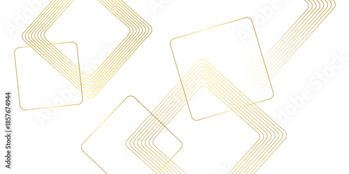 Elegant golden geometric lines forming abstract squares and diamonds on a clean white background Vector, illustration