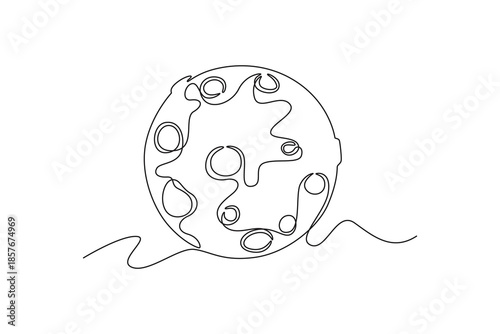 full moon. Moon, Star, Sun  and planet concept. Single line draw design. Vector graphic illustration