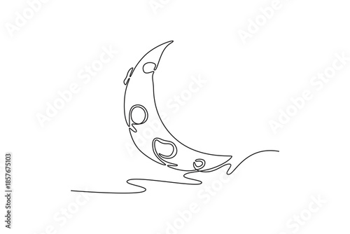 Phases of the yellow moon. Moon, Star, Sun  and planet concept. Single line draw design. Vector graphic illustration