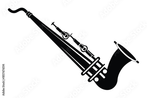 bassoon silhouette line art vector illustration
