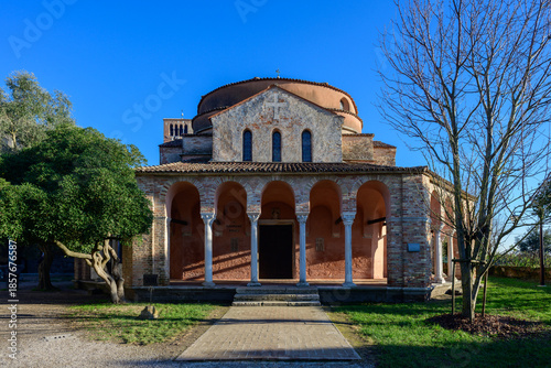 Chiesa di Santa Fosca Church Exterior on Torcello Island in Venice, a Romanesque Byzantine Style Building