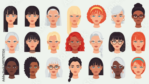 Diverse Women Faces - A Collection of Unique Female Portraits.