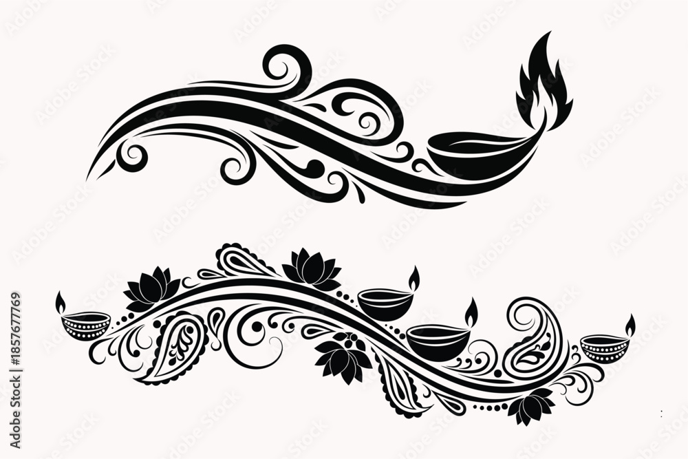 Fototapeta premium Decorative Diwali Oil Lamp Vector Illustration