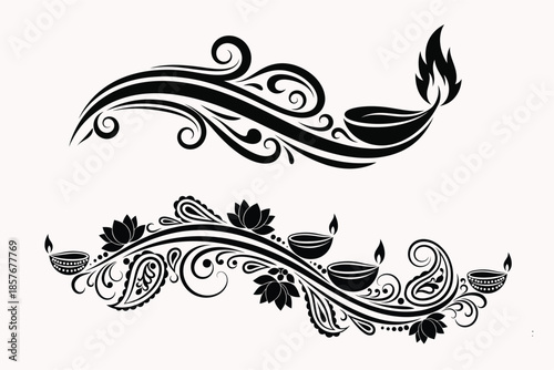 Decorative Diwali Oil Lamp Vector Illustration