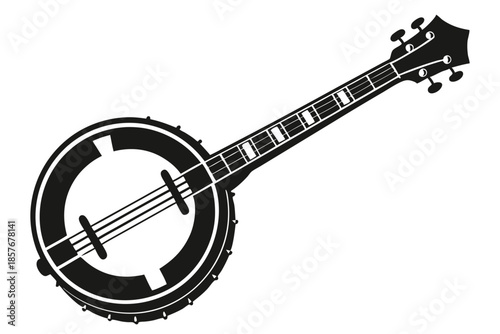 banjo silhouette line art vector illustration