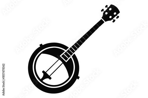 banjo silhouette line art vector illustration
