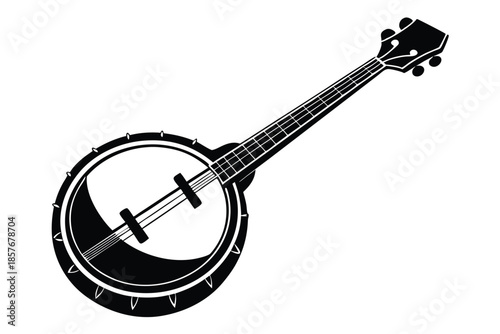 banjo silhouette line art vector illustration