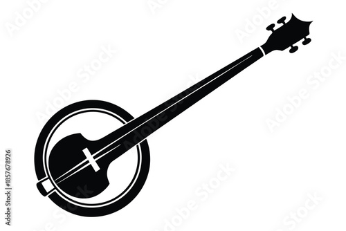 banjo silhouette line art vector illustration