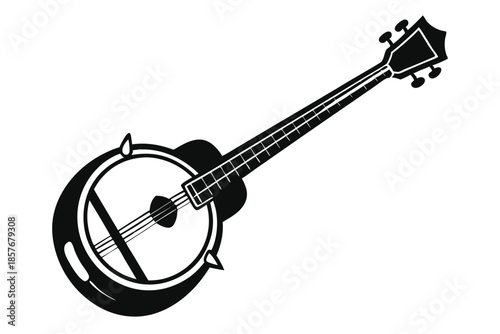 banjo silhouette line art vector illustration