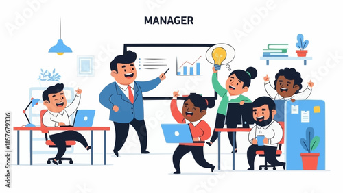 Enthusiastic Manager Leading a Diverse Team to Success.