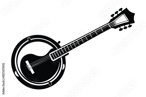banjo silhouette line art vector illustration