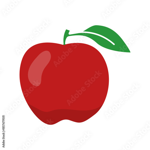 Red apple fruit flat color illustration isolated on white
