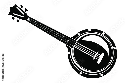 banjo silhouette line art vector illustration