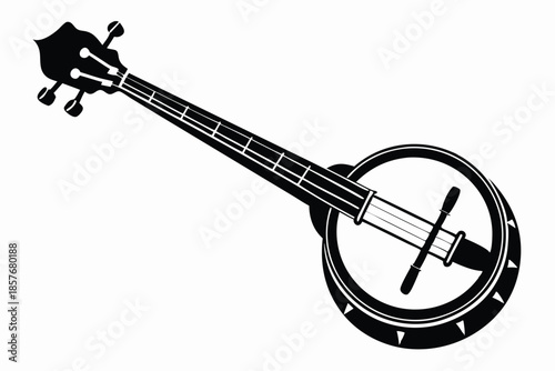 banjo silhouette line art vector illustration
