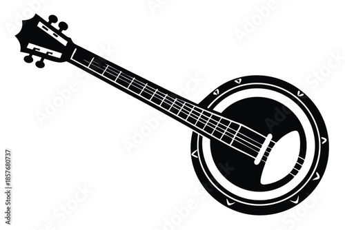 banjo silhouette line art vector illustration