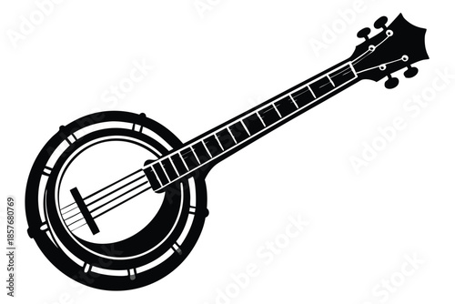 banjo silhouette line art vector illustration