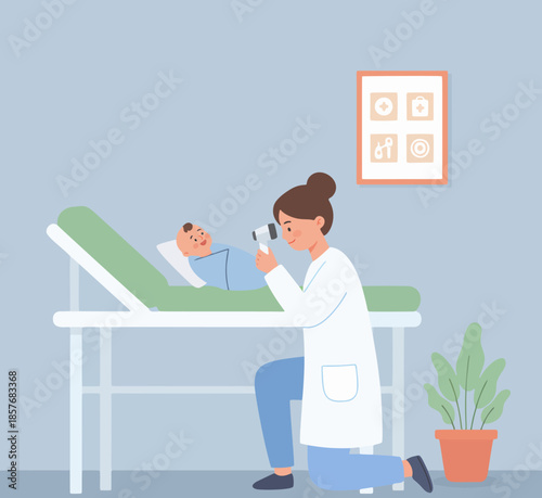 false illustration of a doctor providing services to a baby under 5 years old