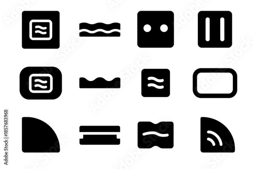 Electric line edge rounded icon vent box vector cavity contour arc slab