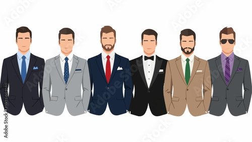 Diverse Men in Stylish Suits - A Fashionable Ensemble.